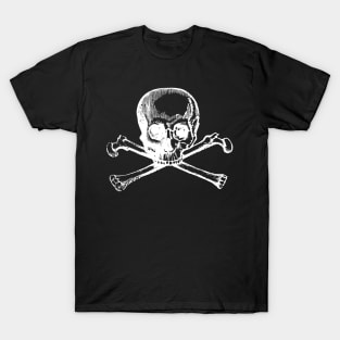 Pirate Skull and Crossbones in white - AVAST! T-Shirt